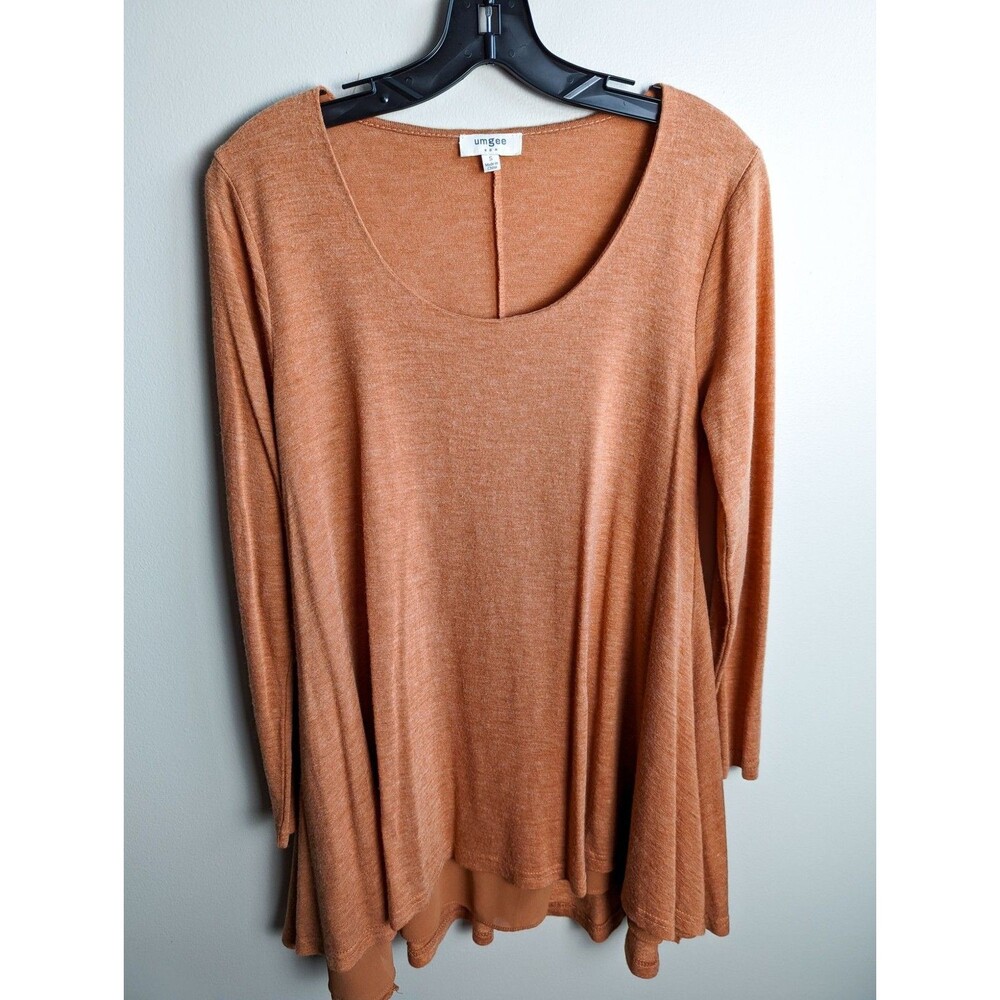 Umgee A9895 Scoopneck Layered Swing Style Tunic Orange Small